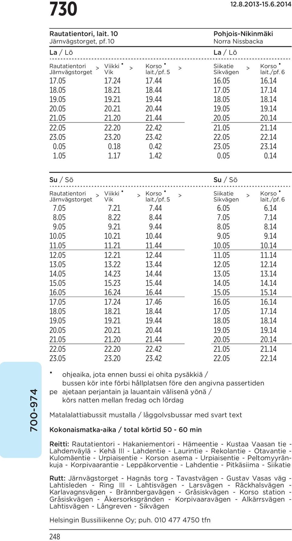 42 0.05 0.14 Su /Sö Korso > lait./pf. 5 Su /Sö Siikatie > Sikvägen Korso lait./pf. 6 7.05 7.21 7.44 6.05 6.14 8.05 8.22 8.44 7.05 7.14 9.05 9.21 9.44 8.05 8.14 10.05 10.21 10.44 9.05 9.14 11.05 11.