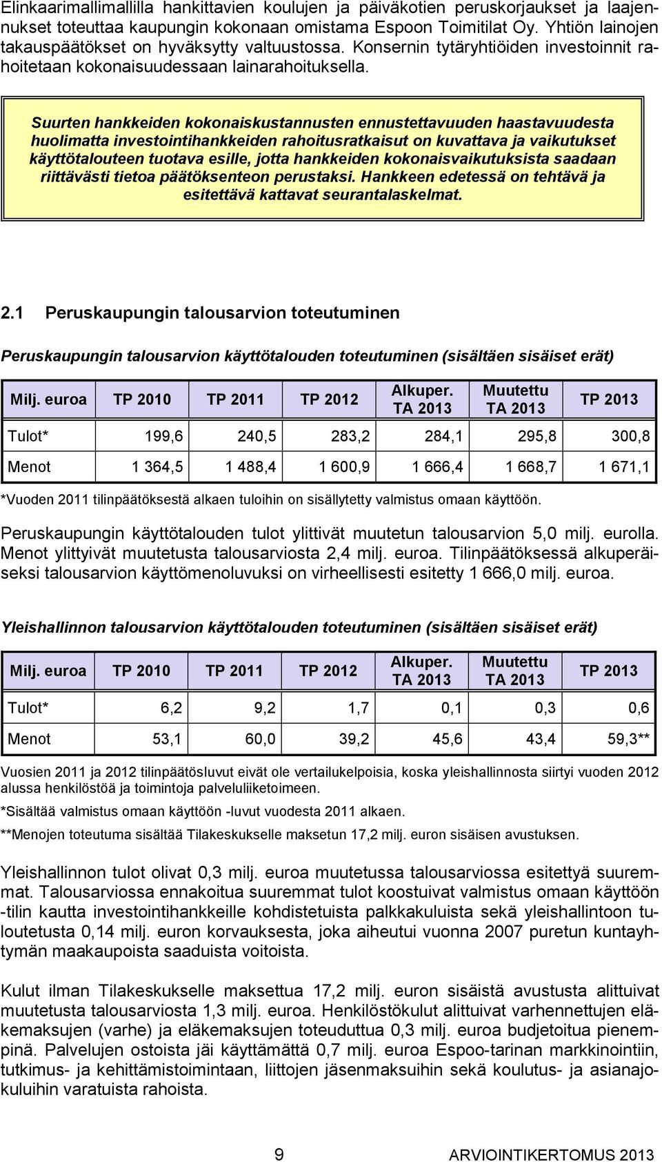 Suurten hankkeiden kokonaiskustannusten ennustettavuuden haastavuudesta huolimatta investointihankkeiden rahoitusratkaisut on kuvattava ja vaikutukset käyttötalouteen tuotava esille, jotta hankkeiden