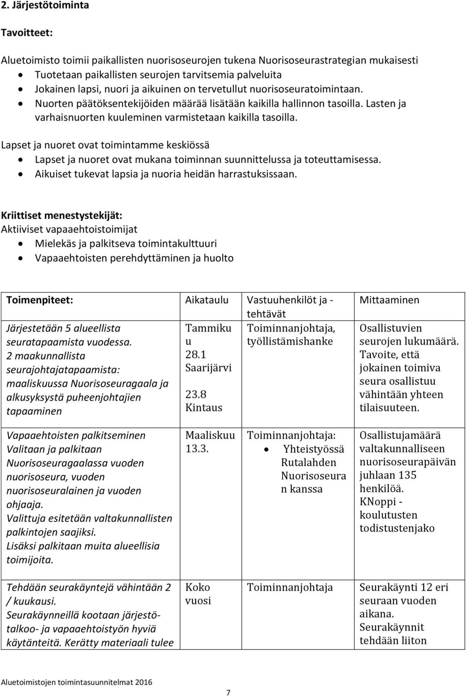 Lapset ja nuoret ovat toimintamme keskiössä Lapset ja nuoret ovat mukana toiminnan suunnittelussa ja toteuttamisessa. Aikuiset tukevat lapsia ja nuoria heidän harrastuksissaan.