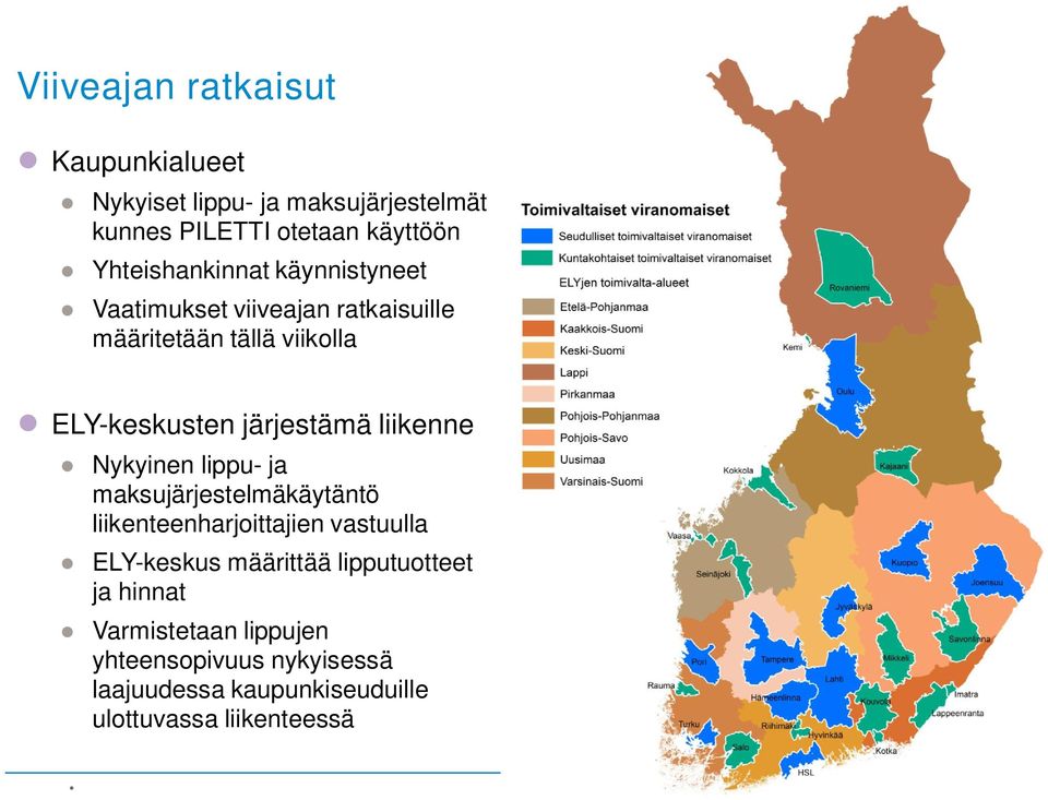 järjestämä liikenne Nykyinen lippu- ja maksujärjestelmäkäytäntö liikenteenharjoittajien vastuulla ELY-keskus