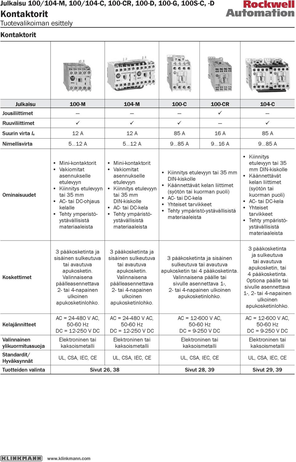 materiaaleista Mini kontaktorit Vakiomitat asennukselle etulevyyn Kiinnitys etulevyyn tai 35 mm DIN kiskolle AC tai DC kela Tehty ympäristöystävällisistä materiaaleista Kiinnitys etulevyyn tai 35 mm