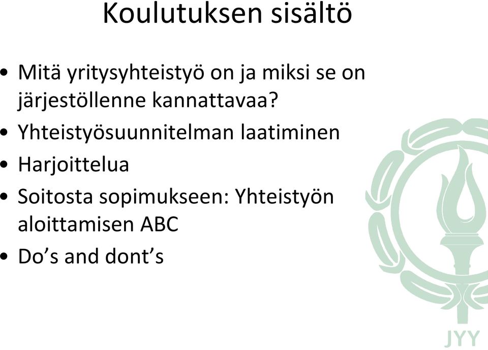 Yhteistyösuunnitelman laatiminen Harjoittelua