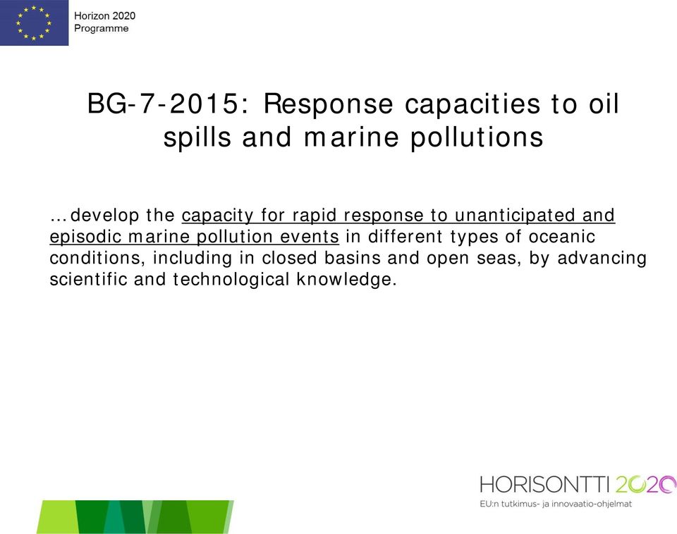 pollution events in different types of oceanic conditions, including in