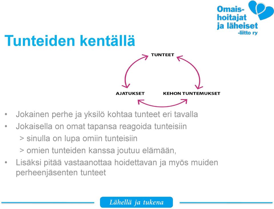 lupa omiin tunteisiin > omien tunteiden kanssa joutuu elämään,