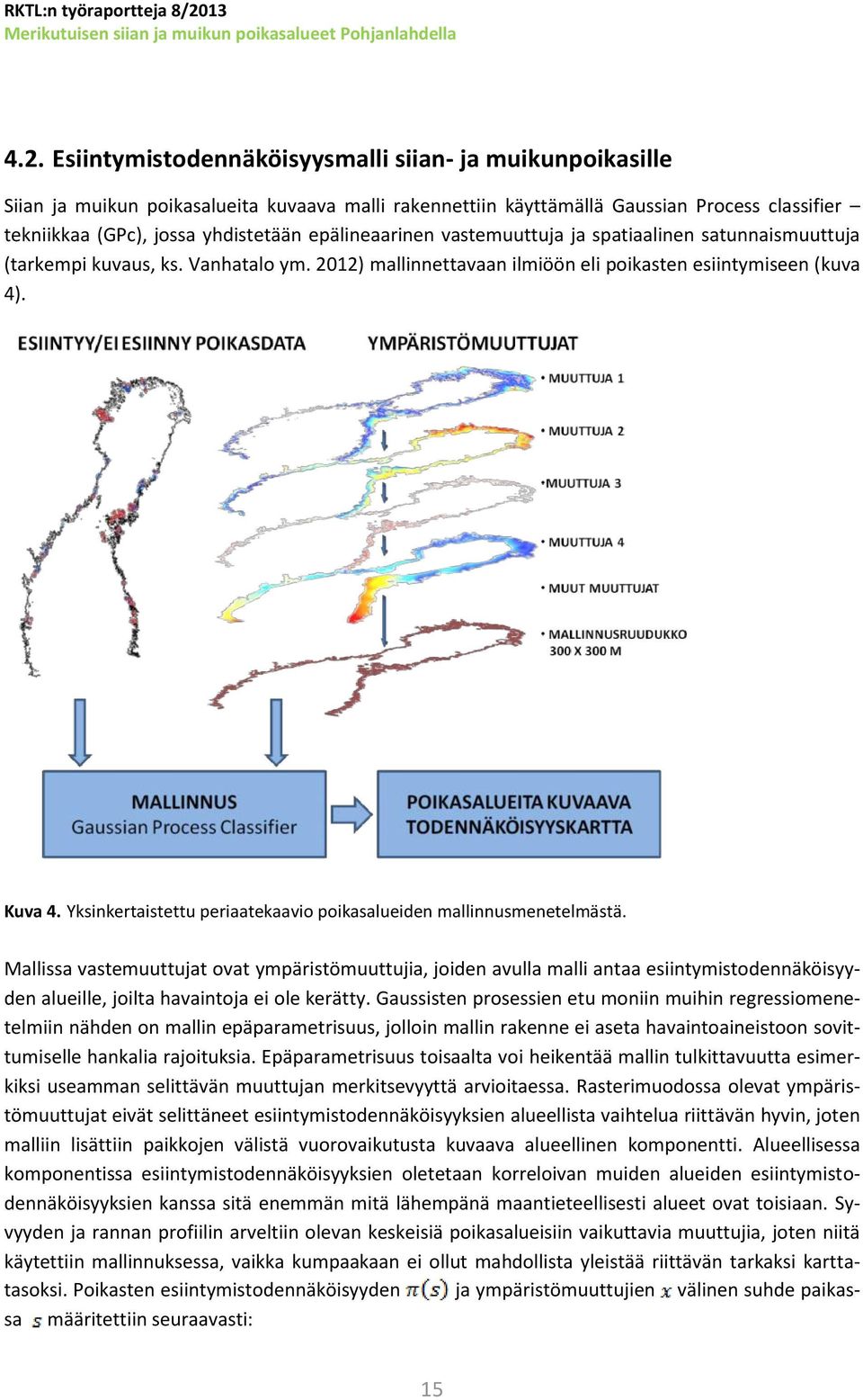 Esiintymistodennäköisyysmalli siian- ja muikunpoikasille Siian ja muikun poikasalueita kuvaava malli rakennettiin käyttämällä Gaussian Process classifier tekniikkaa (GPc), jossa yhdistetään