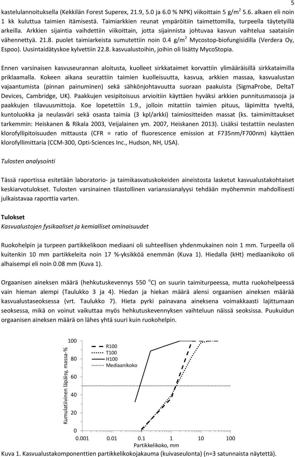 puolet taimiarkeista sumutettiin noin.4 g/m 2 Mycostop-biofungisidilla (Verdera Oy, Espoo). Uusintaidätyskoe kylvettiin 22.8. kasvualustoihin, joihin oli lisätty MycoStopia.