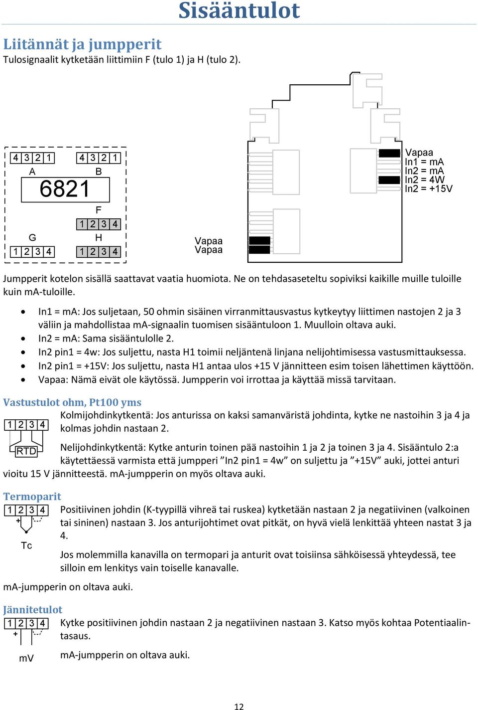 Ne on tehdasaseteltu sopiviksi kaikille muille tuloille kuin ma-tuloille.