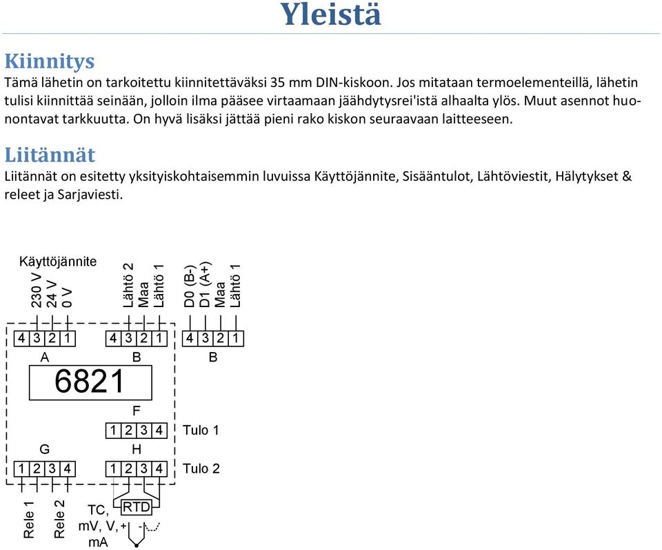 Muut asennot huonontavat tarkkuutta. On hyvä lisäksi jättää pieni rako kiskon seuraavaan laitteeseen.