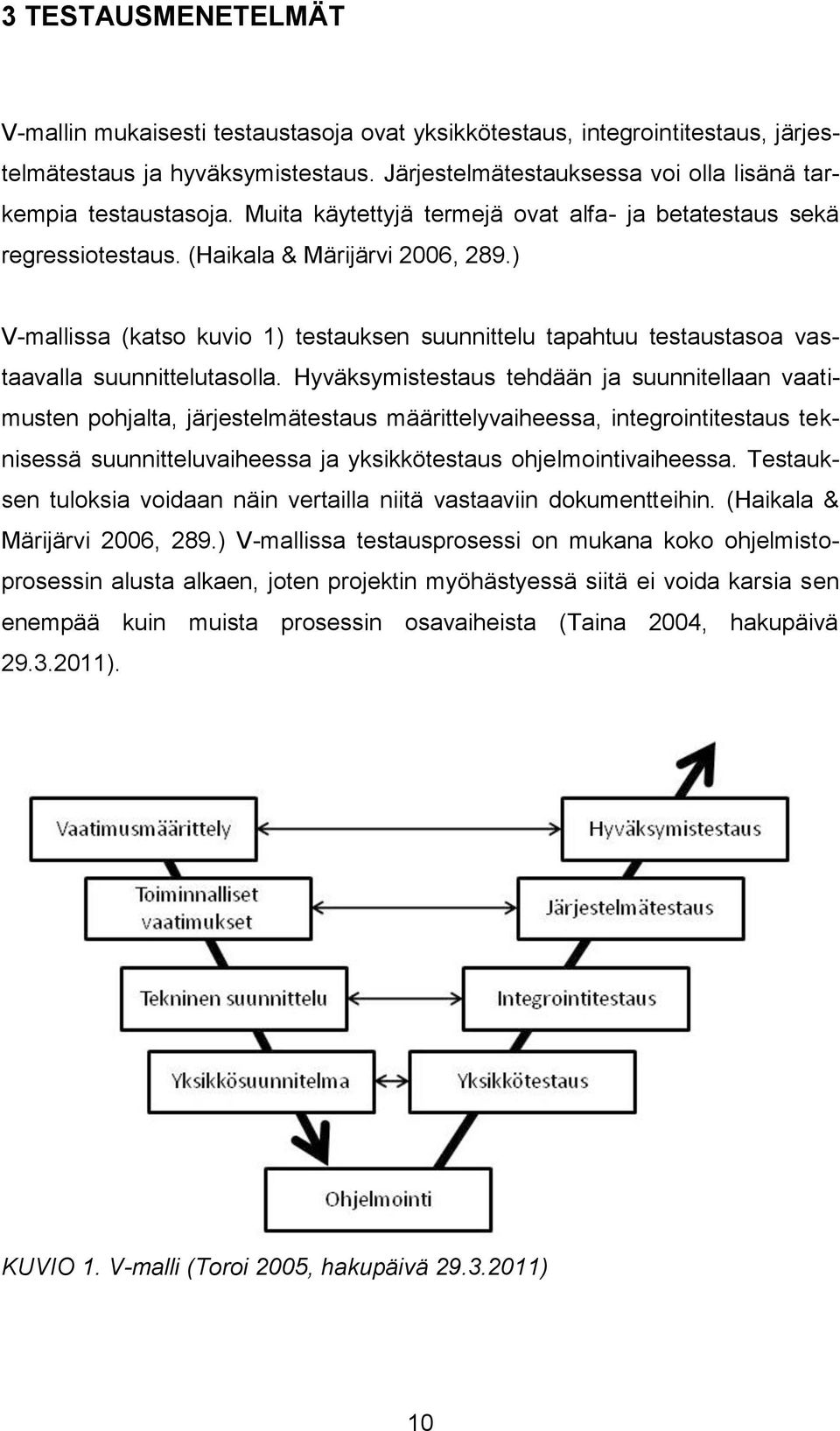 ) V-mallissa (katso kuvio 1) testauksen suunnittelu tapahtuu testaustasoa vastaavalla suunnittelutasolla.