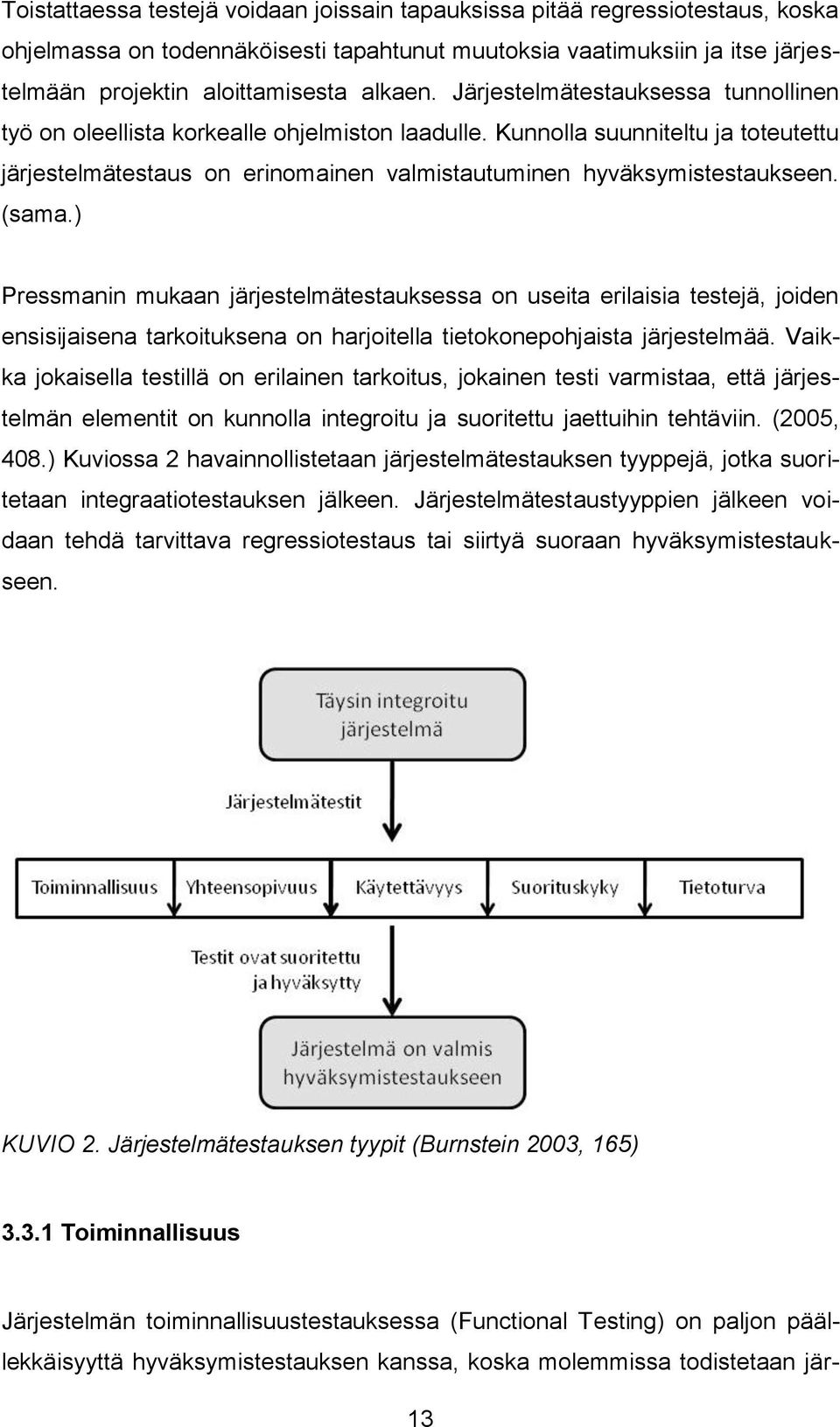 (sama.) Pressmanin mukaan järjestelmätestauksessa on useita erilaisia testejä, joiden ensisijaisena tarkoituksena on harjoitella tietokonepohjaista järjestelmää.