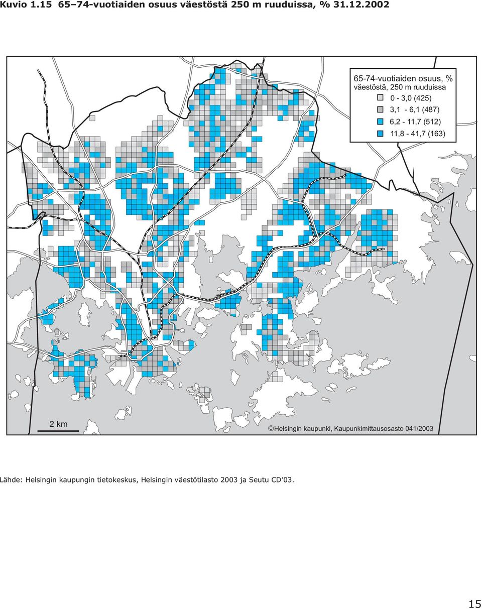 (487) 6,2-11,7 (512) 11,8-41,7 (163) 2km Helsingin kaupunki,