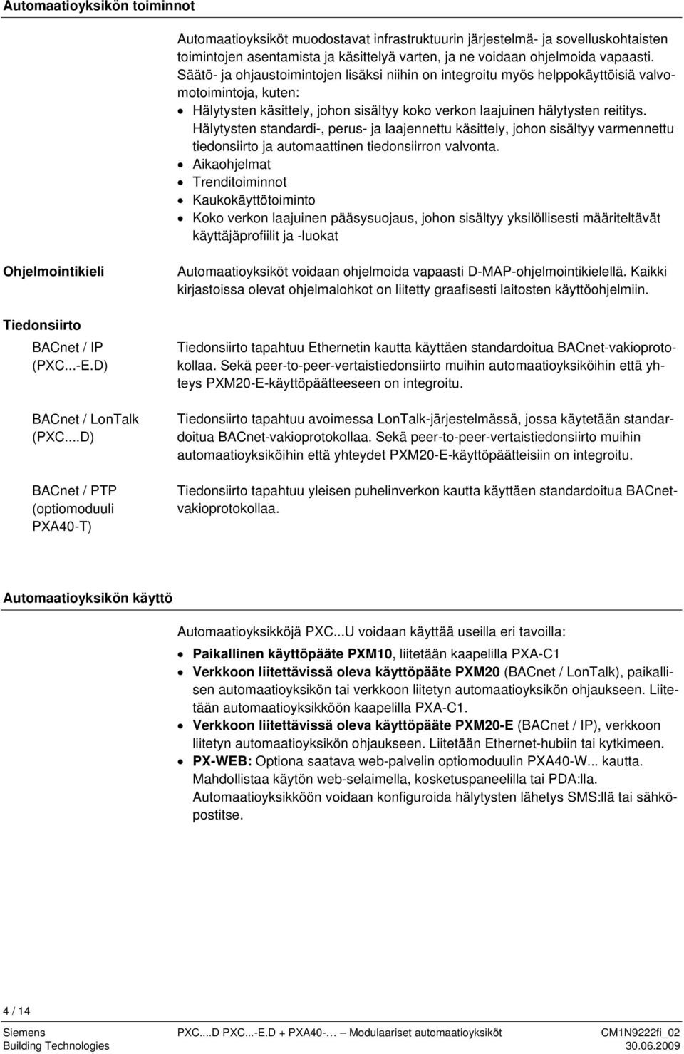 Hälytysten standardi-, perus- ja laajennettu käsittely, johon sisältyy varmennettu tiedonsiirto ja automaattinen tiedonsiirron valvonta.
