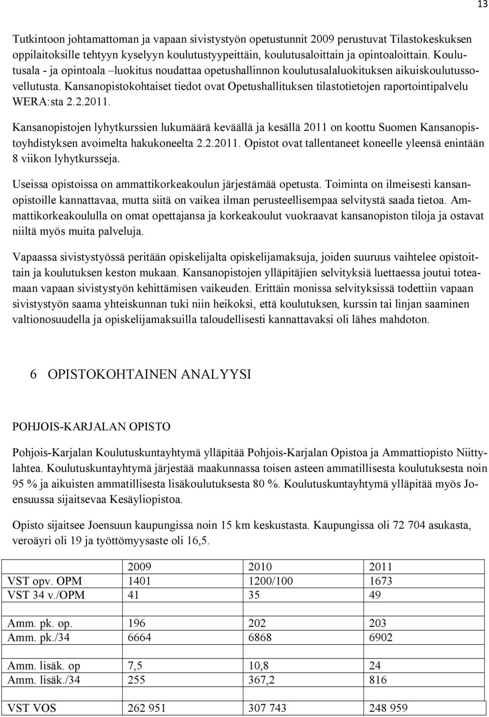 Kansanopistokohtaiset tiedot ovat Opetushallituksen tilastotietojen raportointipalvelu WERA:sta 2.2.2011.