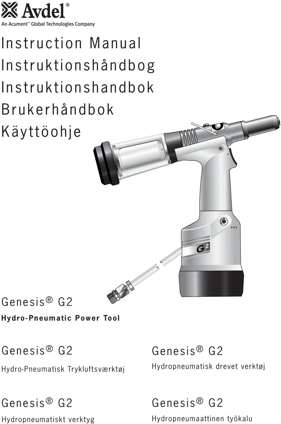 G HydroPneumatisk Trykluftsværktøj Genesis G Hydropneumatisk drevet