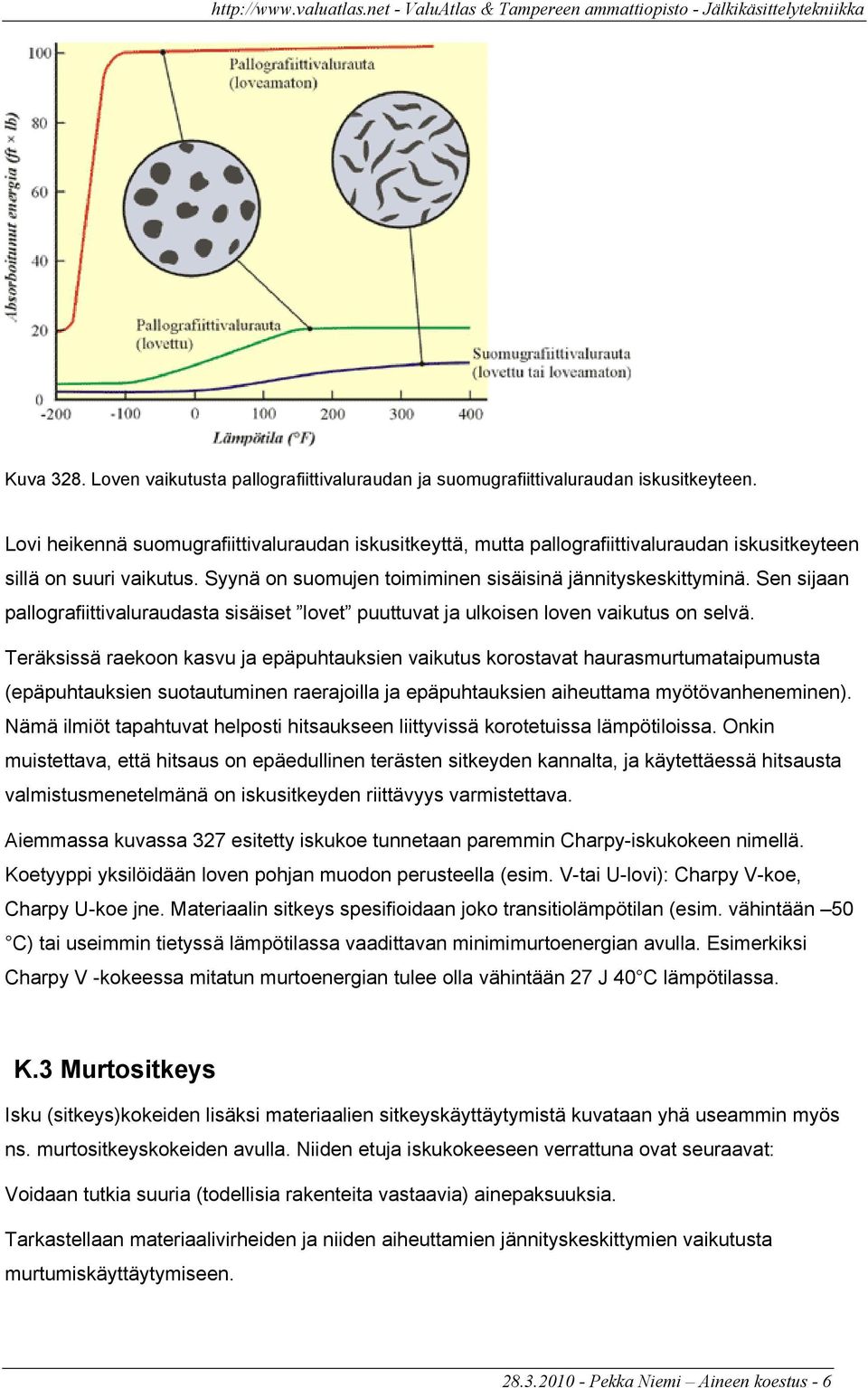 Sen sijaan pallografiittivaluraudasta sisäiset lovet puuttuvat ja ulkoisen loven vaikutus on selvä.