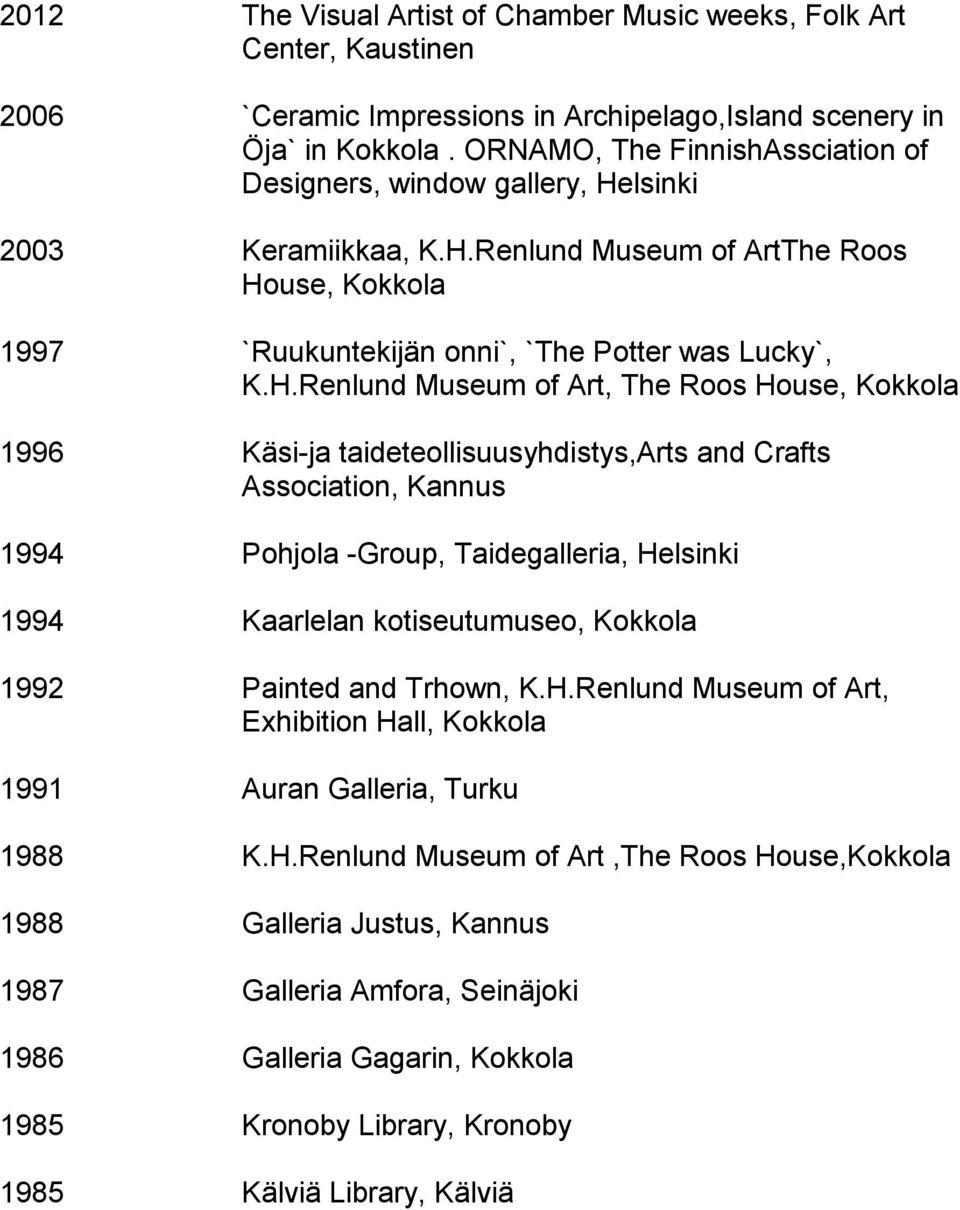 lsinki 2003 Keramiikkaa, K.H.