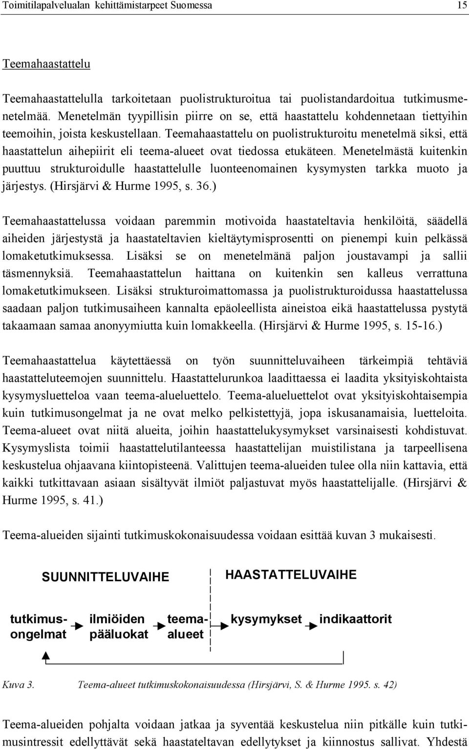 Teemahaastattelu on puolistrukturoitu menetelmä siksi, että haastattelun aihepiirit eli teema-alueet ovat tiedossa etukäteen.