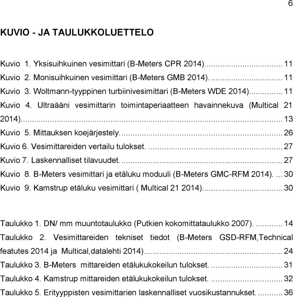 ... 26 Kuvio 6. Vesimittareiden vertailu tulokset.... 27 Kuvio 7. Laskennalliset tilavuudet.... 27 Kuvio 8. B-Meters vesimittari ja etäluku moduuli (B-Meters GMC-RFM 2014).... 30 Kuvio 9.