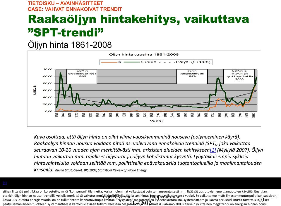 arktisten alueiden kehitykseen[1] (Myllylä 2007). Öljyn hintaan vaikuttaa mm. rajalliset öljyvarat ja öljyyn kohdistunut kysyntä. Lyhytaikaisempia syklisiä hintavaihteluita voidaan selittää mm.