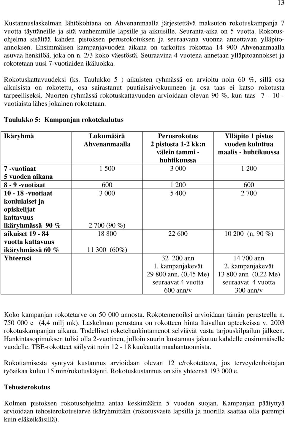 Ensimmäisen kampanjavuoden aikana on tarkoitus rokottaa 14 900 Ahvenanmaalla asuvaa henkilöä, joka on n. 2/3 koko väestöstä.