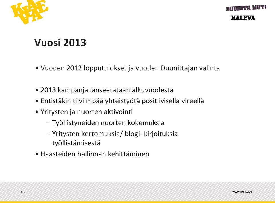 vireellä Yritysten ja nuorten aktivointi Työllistyneiden nuorten kokemuksia