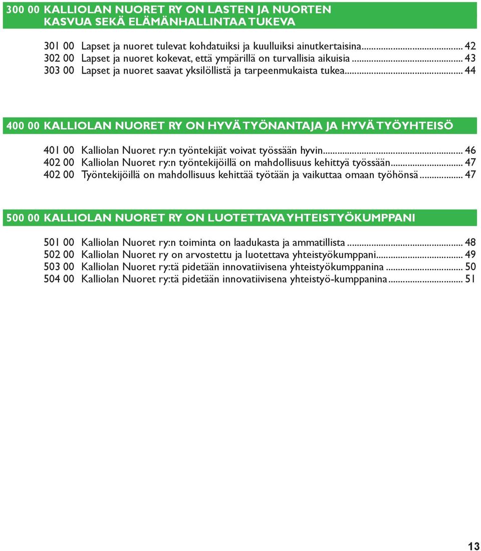 .. 44 400 00 KALLIOLAN NUORET RY ON HYVÄ TYÖNANTAJA JA HYVÄ TYÖYHTEISÖ 401 00 Kalliolan Nuoret ry:n työntekijät voivat työssään hyvin.