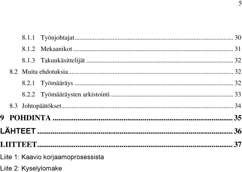 .. 33 8.3 Johtopäätökset... 34 9 POHDINTA... 35 LÄHTEET... 36 LIITTEET.