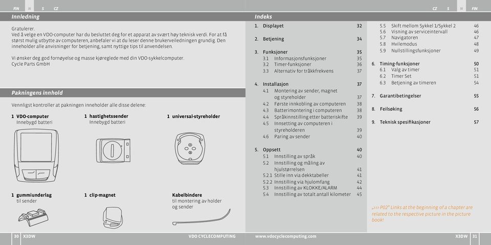 Vi ønsker deg god fornøyelse og masse kjøreglede med din VDO-sykkelcomputer.