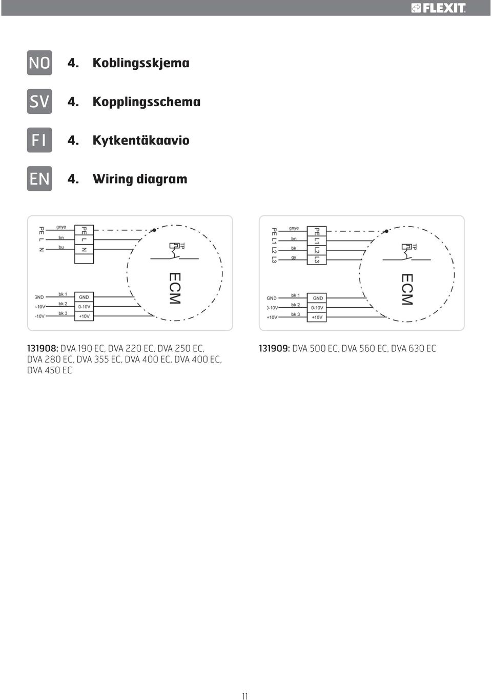Wiring diagram 131908: DVA 190 EC, DVA 220 EC, DVA 250