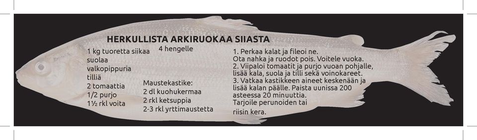 Ota nahka ja ruodot pois. Voitele vuoka. 2.