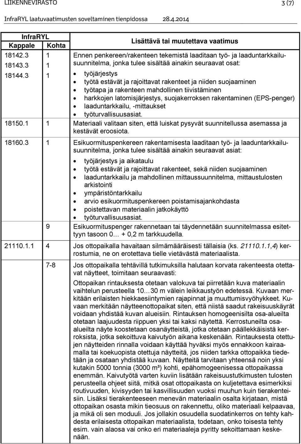 suojaaminen työtapa ja rakenteen mahdollinen tiivistäminen harkkojen latomisjärjestys, suojakerroksen rakentaminen (EPS-penger) laaduntarkkailu, -mittaukset työturvallisuusasiat. 18150.