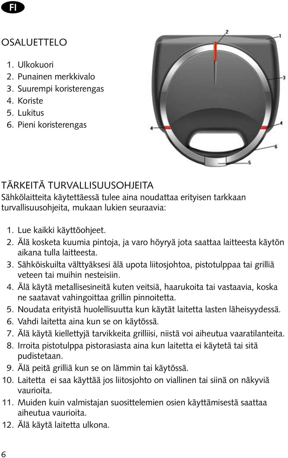 Älä kosketa kuumia pintoja, ja varo höyryä jota saattaa laitteesta käytön aikana tulla laitteesta. 3.