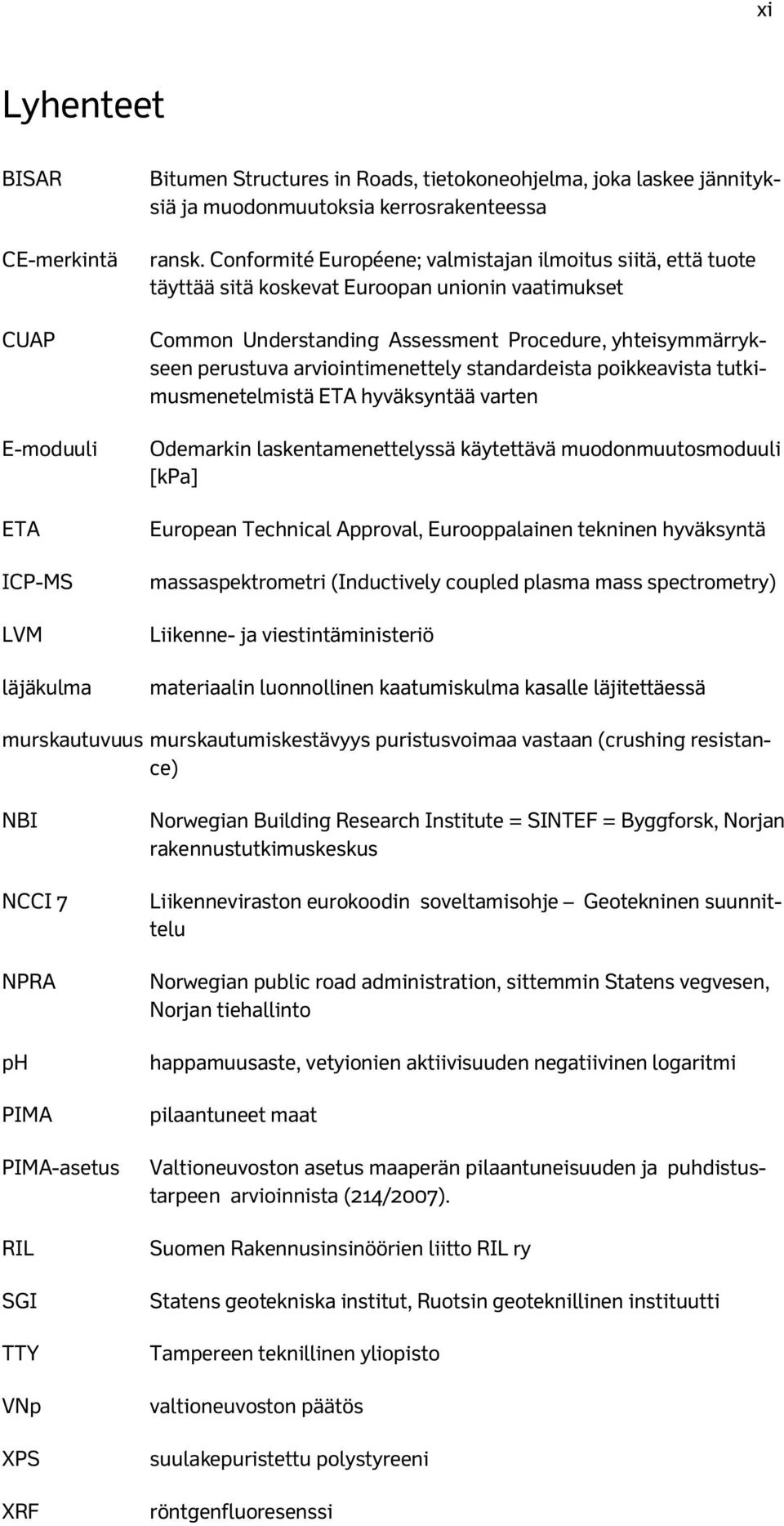 arviointimenettely standardeista poikkeavista tutkimusmenetelmistä ETA hyväksyntää varten Odemarkin laskentamenettelyssä käytettävä muodonmuutosmoduuli [kpa] European Technical Approval,