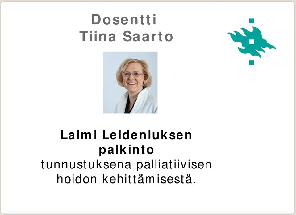 palkinto tunnustuksena