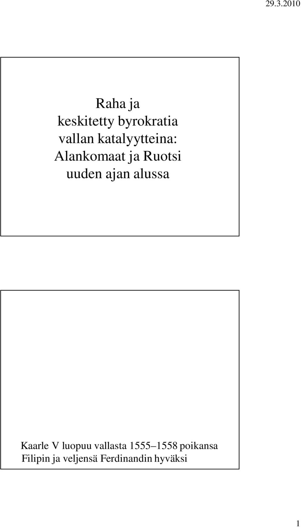 ajan alussa Kaarle V luopuu vallasta 1555