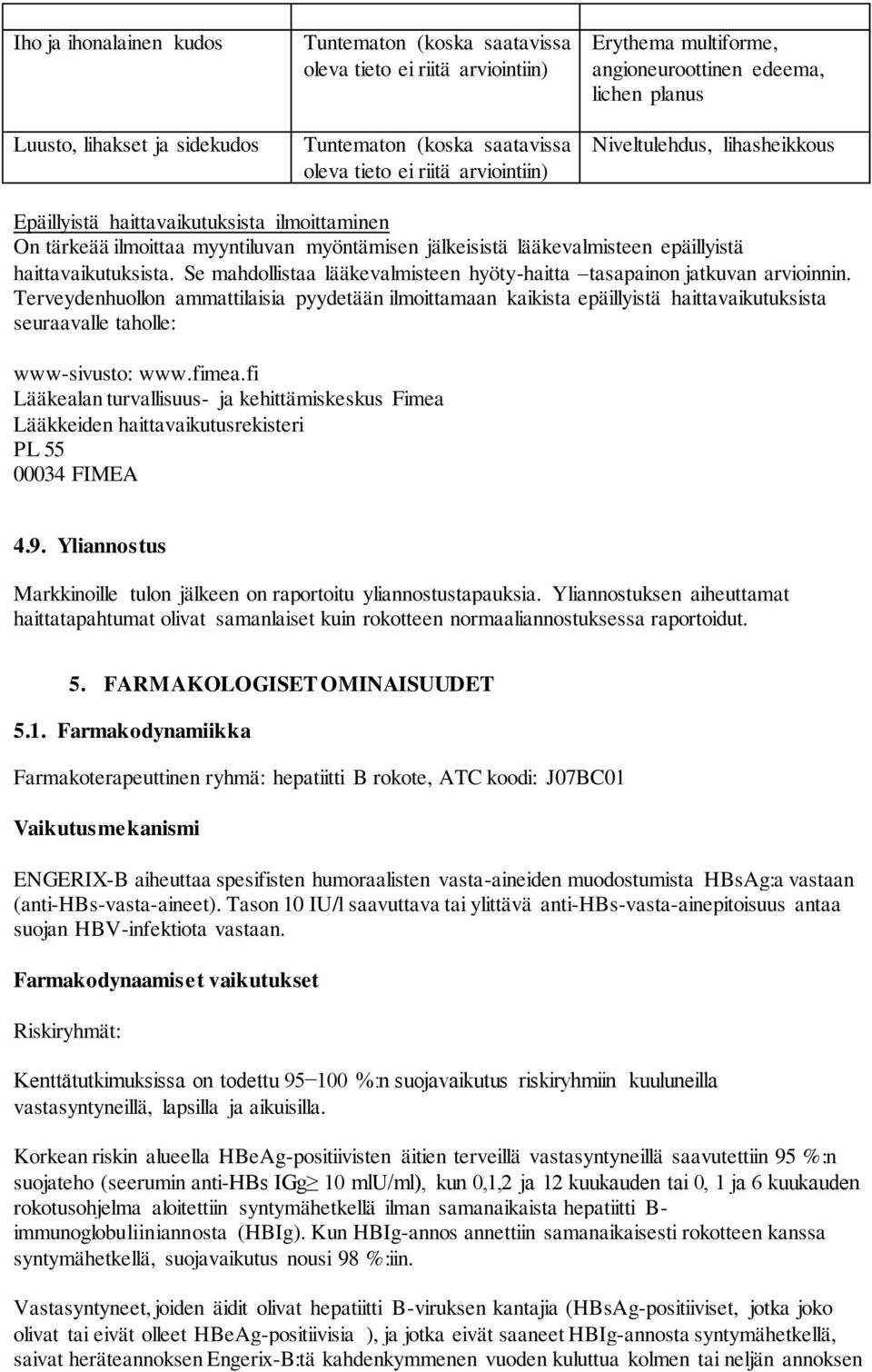 Terveydenhuollon ammattilaisia pyydetään ilmoittamaan kaikista epäillyistä haittavaikutuksista seuraavalle taholle: www-sivusto: www.fimea.