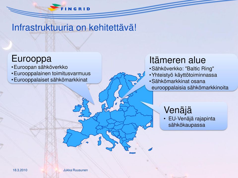 Eurooppalaiset sähkömarkkinat Itämeren alue Sähköverkko: "Baltic Ring"