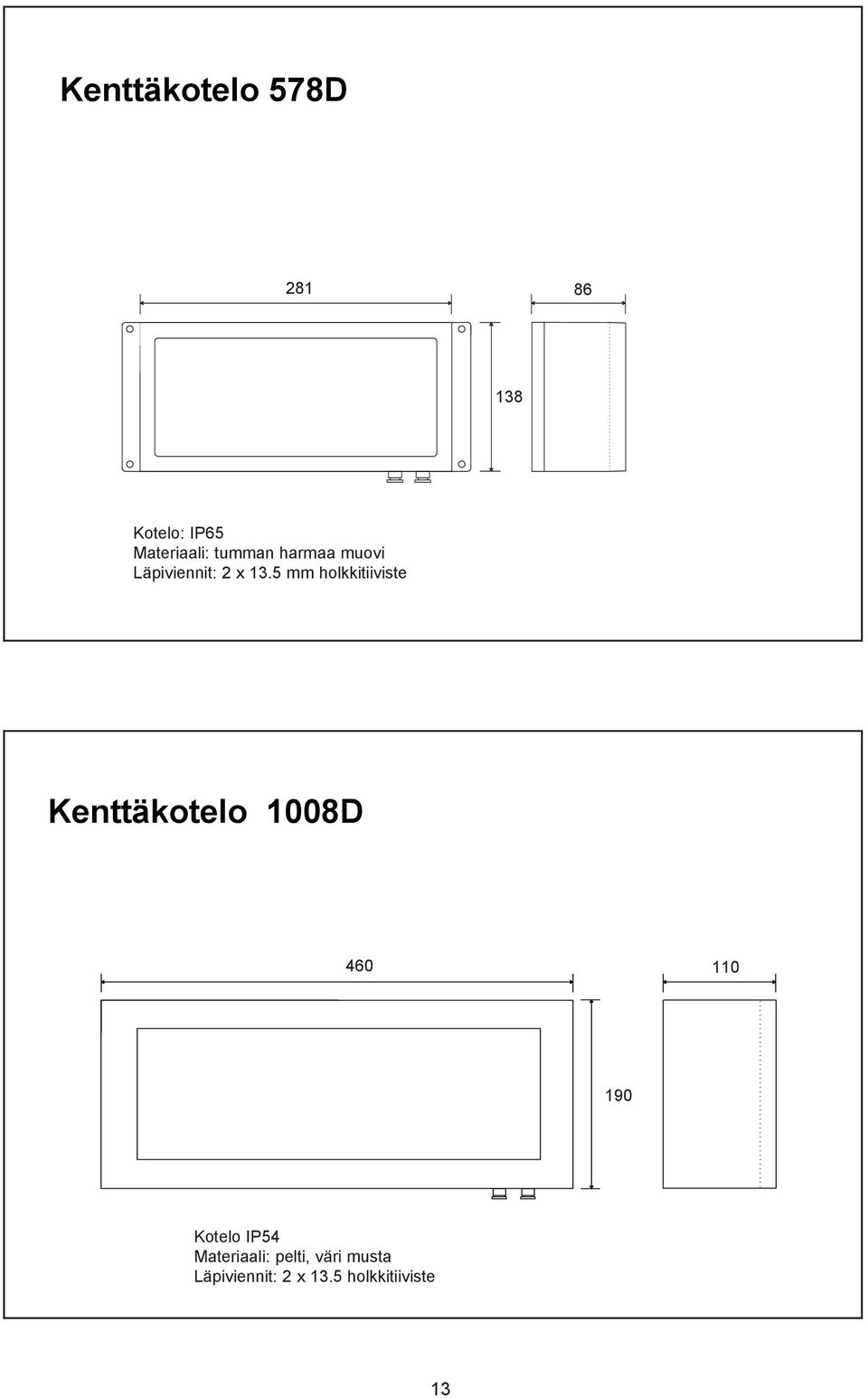 5 mm holkkitiiviste Kenttäkotelo 1008D 460 110 190