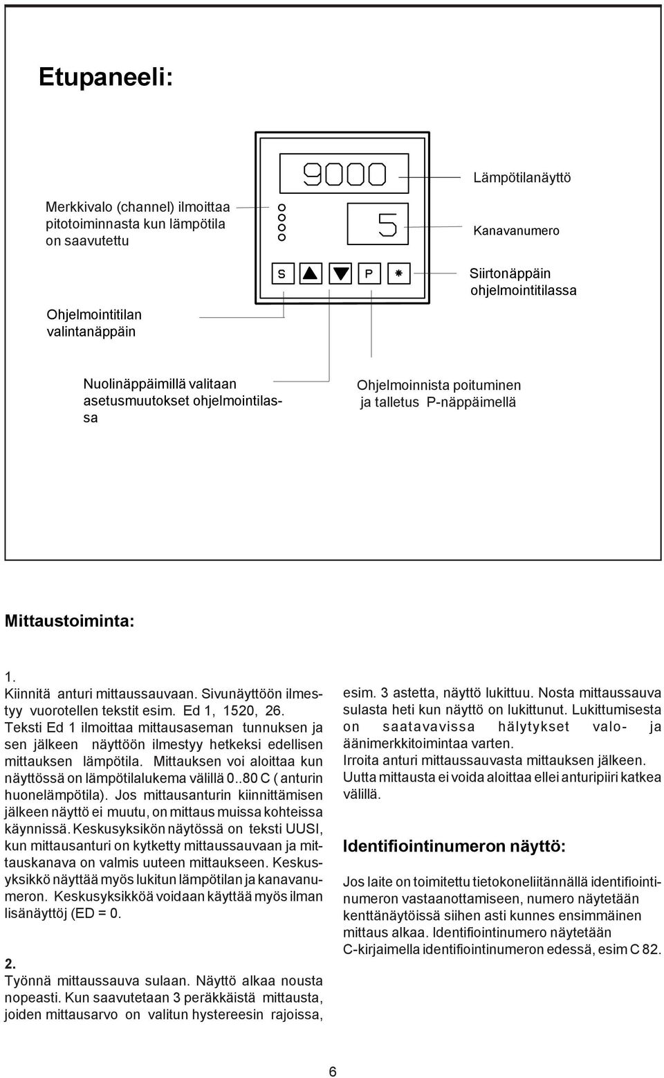 Ed 1, 1520, 26. Teksti Ed 1 ilmoittaa mittausaseman tunnuksen ja sen jälkeen näyttöön ilmestyy hetkeksi edellisen mittauksen lämpötila.