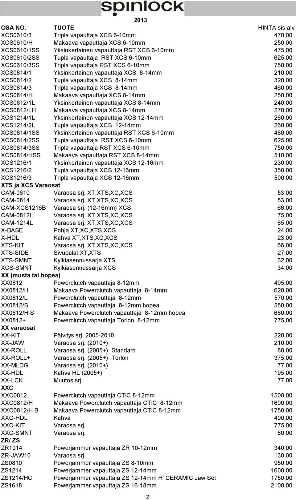 460,00 XCS0814/H Makaava vapauttaja XCS 8-14mm 250,00 XCS0812/1L Yksinkertainen vapauttaja XCS 8-14mm 240,00 XCS0812/LH Makaava vapauttaja XCS 8-14mm 270,00 XCS1214/1L Yksinkertainen vapauttaja XCS