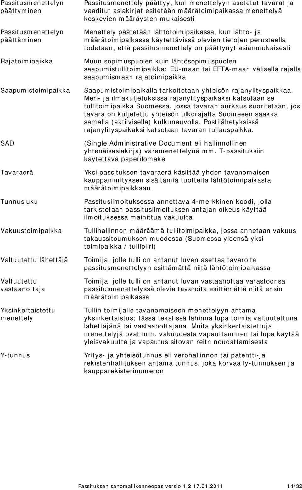 Menettely päätetään lähtötoimipaikassa, kun lähtö- ja määrätoimipaikassa käytettävissä olevien tietojen perusteella todetaan, että passitusmenettely on päättynyt asianmukaisesti Muun sopimuspuolen