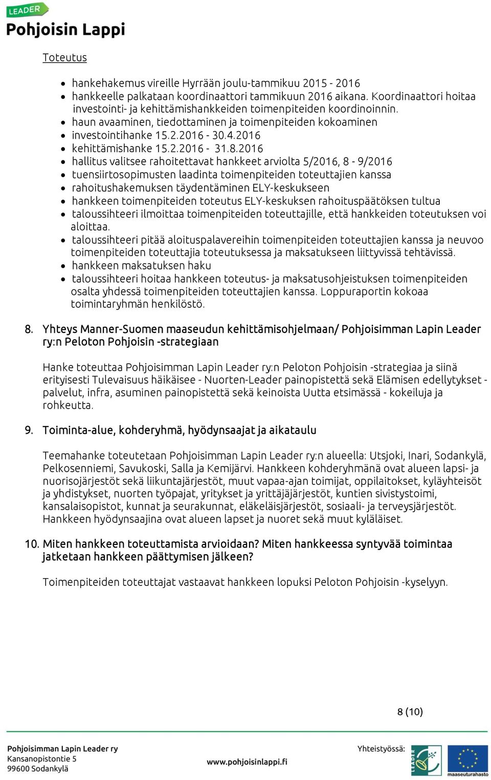 2016 kehittämishanke 15.2.2016-31.8.