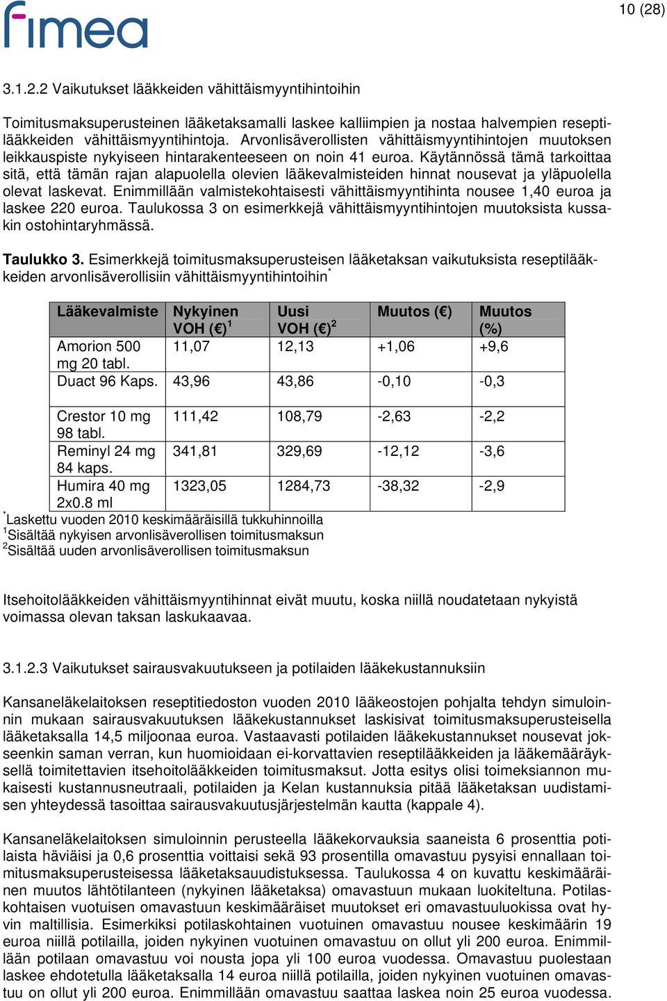 Käytännössä tämä tarkoittaa sitä, että tämän rajan alapuolella olevien lääkevalmisteiden hinnat nousevat ja yläpuolella olevat laskevat.