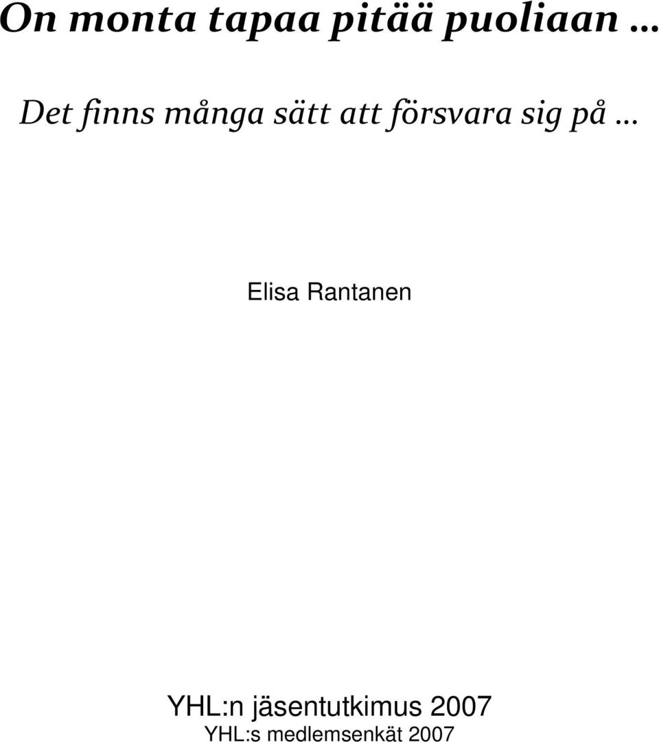 på Elisa Rantanen YHL:n