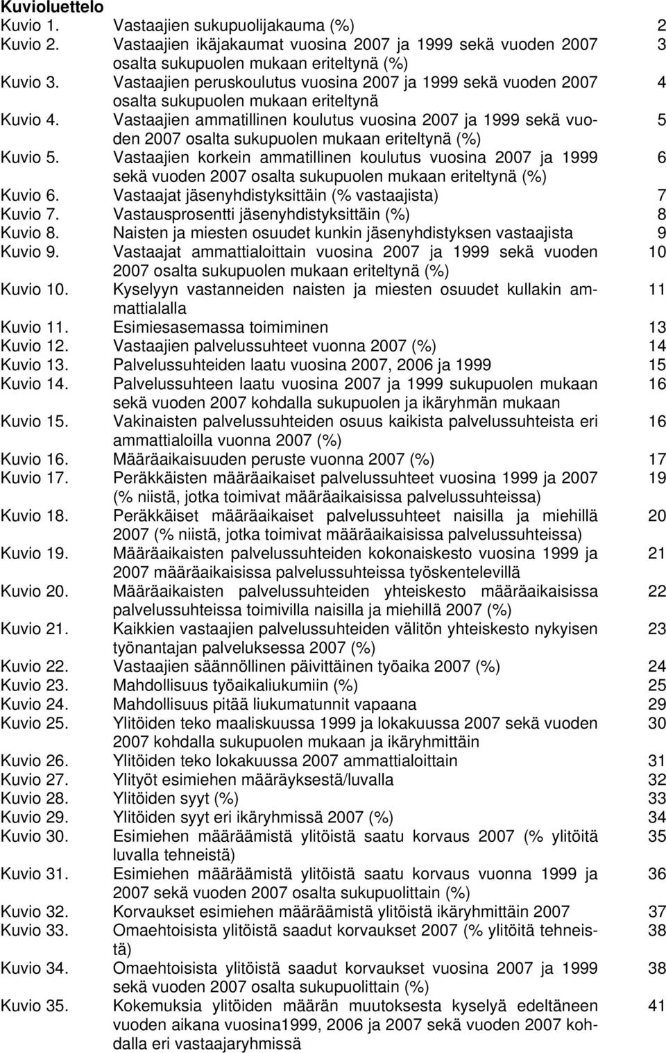 Vastaajien ammatillinen koulutus vuosina 2007 ja 1999 sekä vuoden 5 2007 osalta sukupuolen mukaan eriteltynä (%) Kuvio 5.