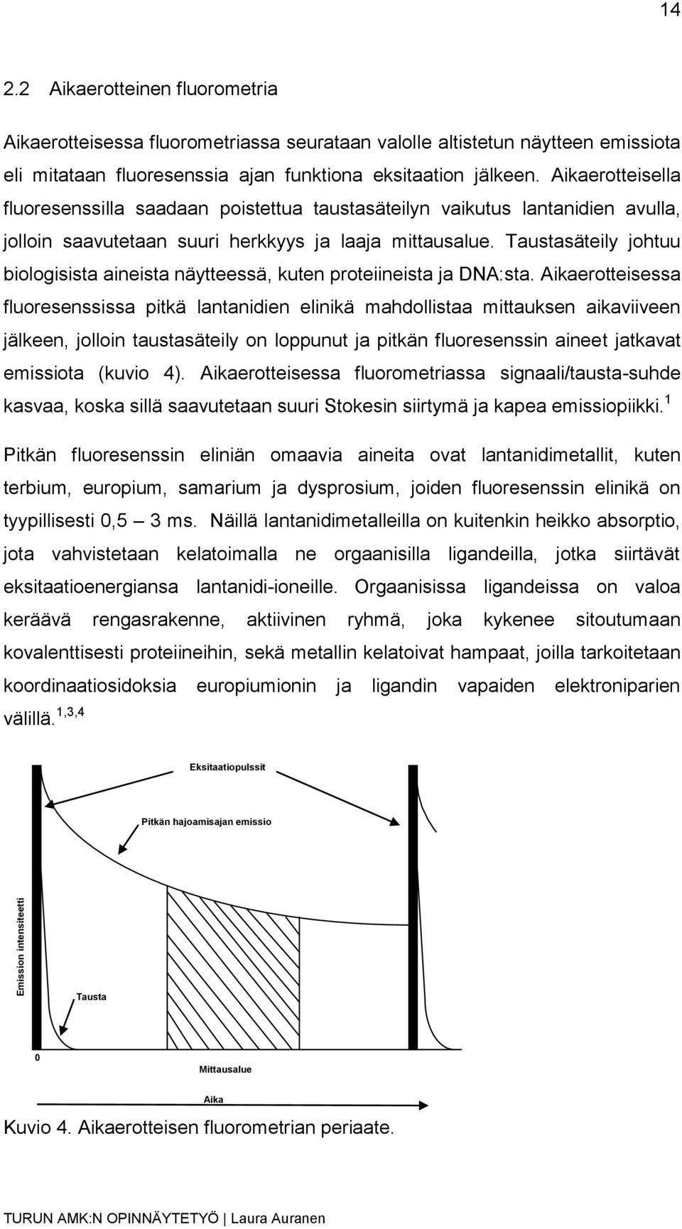 Aikaerotteisella fluoresenssilla saadaan poistettua taustasäteilyn vaikutus lantanidien avulla, jolloin saavutetaan suuri herkkyys ja laaja mittausalue.