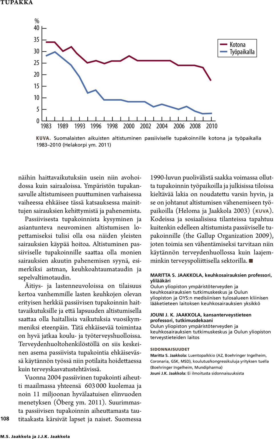 Ympäristön tupakansavulle altistumiseen puuttuminen varhaisessa vaiheessa ehkäisee tässä katsauksessa mainittujen sairauksien kehittymistä ja pahenemista.