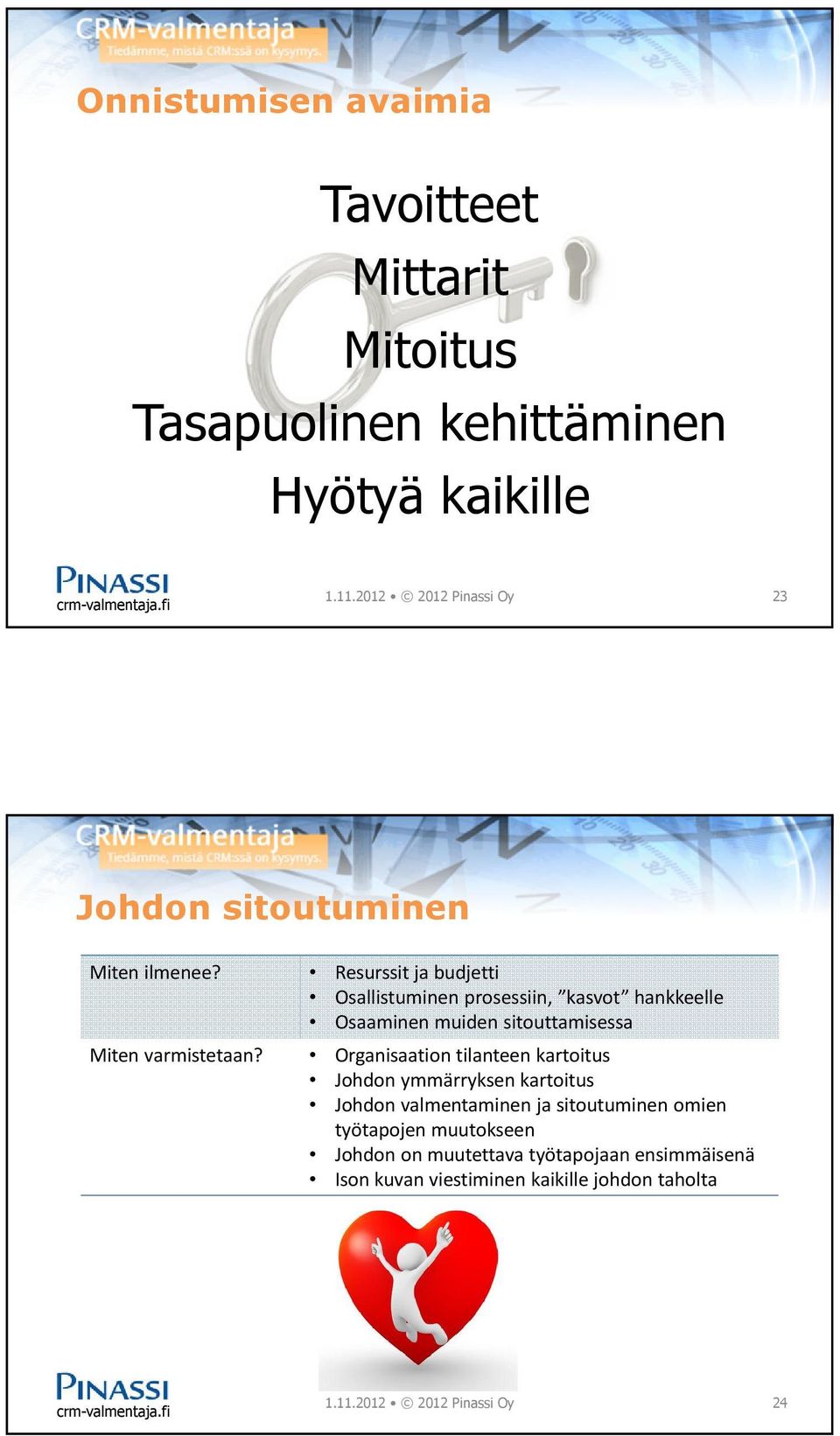 Resurssit ja budjetti Osallistuminen prosessiin, kasvot hankkeelle Osaaminen muiden sitouttamisessa Miten varmistetaan?