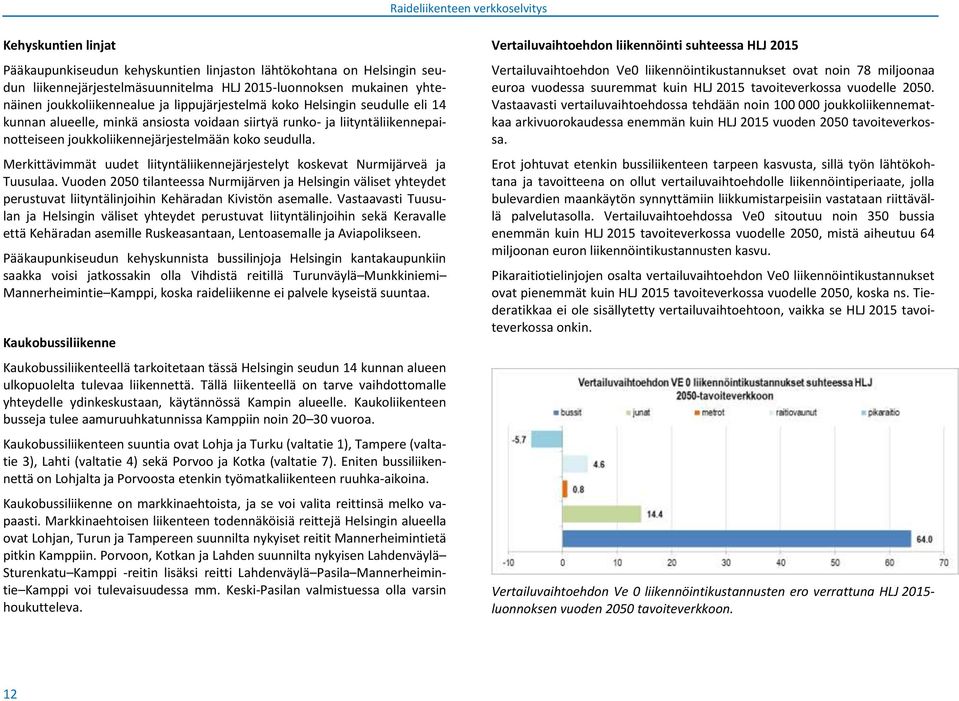 Merkittävimmät uudet liityntäliikennejärjestelyt koskevat Nurmijärveä ja Tuusulaa.