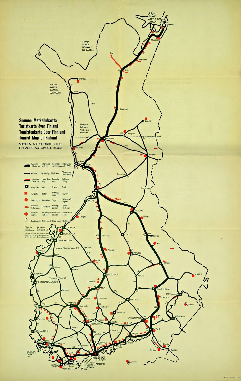 Tourist Map of Finland SUOMEN AUTOMOBIILI